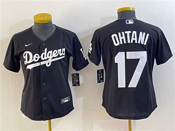Women%27s Los Angeles Dodgers #17 Shohei Ohtani Black Stitched Jersey(Run Small)